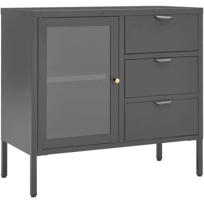 Buffet vidaXL en acier et verre trempé anthracite - Buffet - Publicité Buffet vidaXL en acier et verre trempé anthracite - Buffet - Publicité
