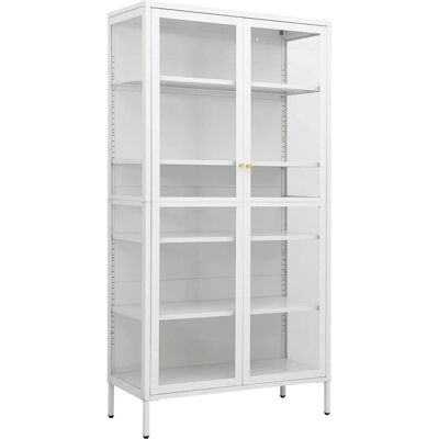 vidaXL Weiß Stahl und gehärtetes Glas Vitrine - Vitrina vidaXL Weiß Stahl und gehärtetes Glas Vitrine - Vitrina