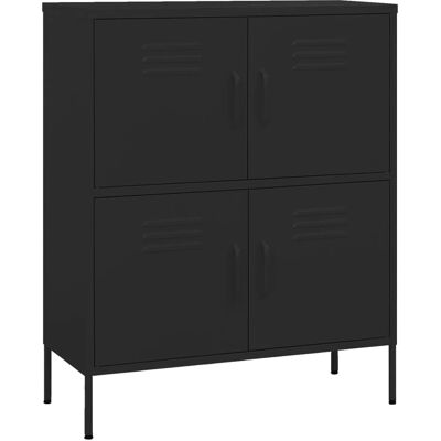 vidaXL Zwarte stalen opbergkast - 80x35x101.5 cm - Opbergkast vidaXL Zwarte stalen opbergkast - 80x35x101.5 cm - Opbergkast