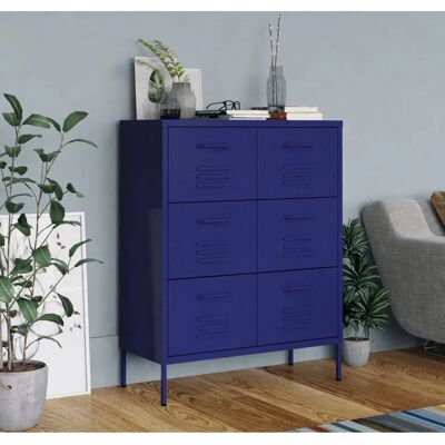 vidaXL Schubladenschrank Marineblau Stahl Sideboard - Schubladenschrank 80x35x101,5 cm vidaXL Schubladenschrank Marineblau Stahl Sideboard - Schubladenschrank 80x35x101,5 cm