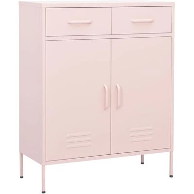 Gabinete de almacenamiento rosa de acero vidaXL - Mueble para sala Gabinete de almacenamiento rosa de acero vidaXL - Mueble para sala