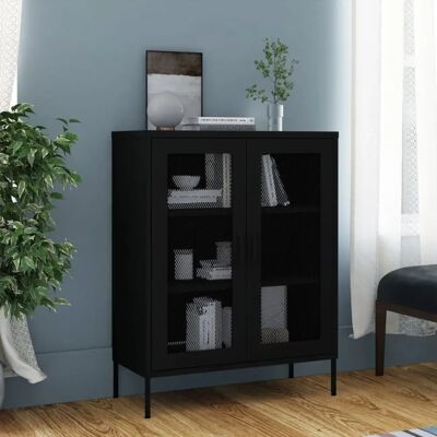 vidaXL Aufbewahrungsschrank Schwarz Stahl Wohn Sideboard Schrank - Aufbewahrungsschrank vidaXL Aufbewahrungsschrank Schwarz Stahl Wohn Sideboard Schrank - Aufbewahrungsschrank