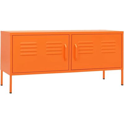 vidaXL Meuble TV en acier orange - 105x35x50 cm Centre de divertissement - Publicité vidaXL Meuble TV en acier orange - 105x35x50 cm Centre de divertissement - Publicité