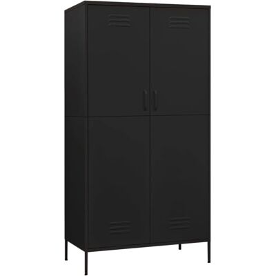 vidaXL Kleiderschrank Stahl 90x50x180cm Schwarz - Kleiderschrank vidaXL Kleiderschrank Stahl 90x50x180cm Schwarz - Kleiderschrank