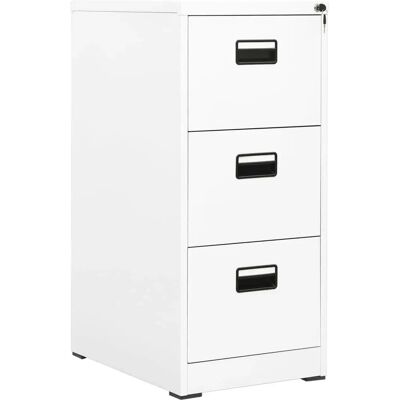 vidaXL White Steel 3-Drawer Filing Cabinet - Office Storage Furniture vidaXL White Steel 3-Drawer Filing Cabinet - Office Storage Furniture