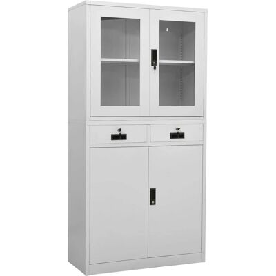 vidaXL Bürokastenschrank Hellgrau - 90x40x180 cm Stahl und Sicherheitsglas vidaXL Bürokastenschrank Hellgrau - 90x40x180 cm Stahl und Sicherheitsglas
