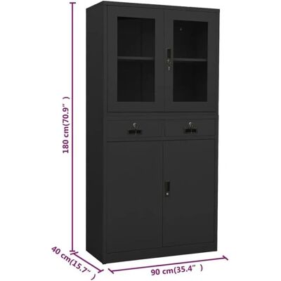 vidaXL - Office Cabinet Anthracite 90x40x180 - Steel vidaXL - Office Cabinet Anthracite 90x40x180 - Steel