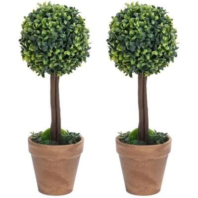vidaXL Künstliche Buchsbaum 2 Stück, kugelförmig, grün, 41 cm - Künstliche Boxwoods vidaXL Künstliche Buchsbaum 2 Stück, kugelförmig, grün, 41 cm - Künstliche Boxwoods