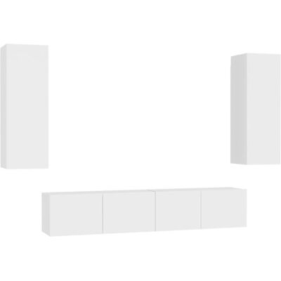 vidaXL 3074454 Wandmontiertes Weißes TV-Sideboard - TV-Aufbewahrungsmöbel vidaXL 3074454 Wandmontiertes Weißes TV-Sideboard - TV-Aufbewahrungsmöbel