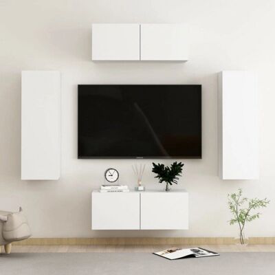 vidaXL Weiß 4-teiliges Wand-TV-Möbelset vidaXL Weiß 4-teiliges Wand-TV-Möbelset
