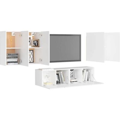 Set de mueble de TV de 6 piezas blanco vidaXL Set de mueble de TV de 6 piezas blanco vidaXL