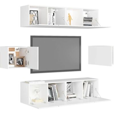 Set de muebles de TV de 6 piezas blancos vidaXL - Muebles para el hogar Set de muebles de TV de 6 piezas blancos vidaXL - Muebles para el hogar