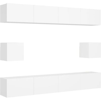 vidaXL Ensemble de 6 Meubles TV Muraux Blancs - Publicité vidaXL Ensemble de 6 Meubles TV Muraux Blancs - Publicité