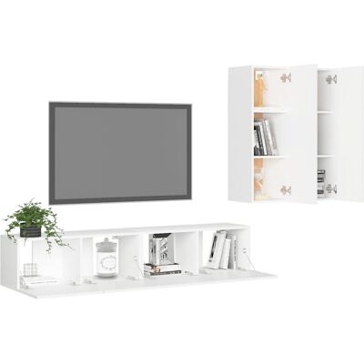 Conjunto de mueble de TV blanco de 4 piezas vidaXL - Muebles de TV Conjunto de mueble de TV blanco de 4 piezas vidaXL - Muebles de TV