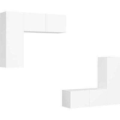 vidaXL 4-teiliges weißes Wandmontiertes TV-Schränke-Set vidaXL 4-teiliges weißes Wandmontiertes TV-Schränke-Set
