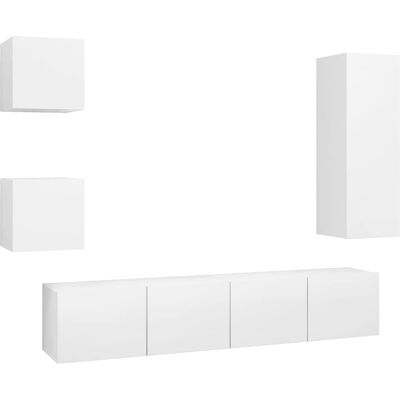 vidaXL Ensemble de 5 Meubles TV Blanc Mural - Publicité vidaXL Ensemble de 5 Meubles TV Blanc Mural - Publicité