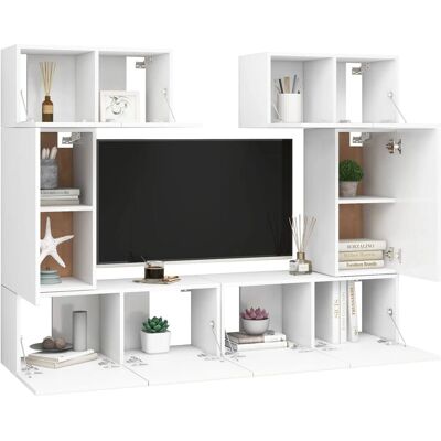 vidaXL Weiß 6-teiliges Wandmontiertes TV-Möbelset vidaXL Weiß 6-teiliges Wandmontiertes TV-Möbelset
