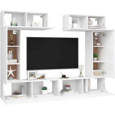 Set de muebles de TV blancos de 6 piezas para pared vidaXL Set de muebles de TV blancos de 6 piezas para pared vidaXL