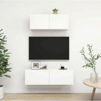 Conjunto de Muebles de TV Blanco Montados en la Pared - Muebles de Almacenamiento Conjunto de Muebles de TV Blanco Montados en la Pared - Muebles de Almacenamiento