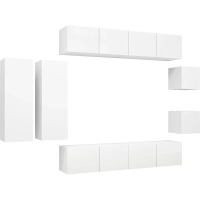 Ensemble de meuble TV blanc mural vidaXL 3078705 - Publicité Ensemble de meuble TV blanc mural vidaXL 3078705 - Publicité
