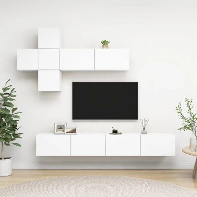 vidaXL Valkoinen 7-osainen TV-Set Seinäasennettu Moderni Säilytys vidaXL Valkoinen 7-osainen TV-Set Seinäasennettu Moderni Säilytys