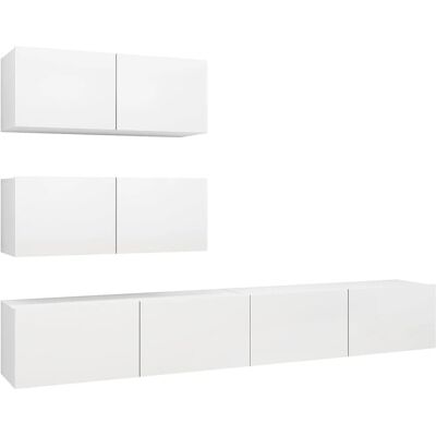 Set de meubles TV 4 pièces blanc vidaXL - Publicité Set de meubles TV 4 pièces blanc vidaXL - Publicité