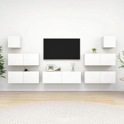 Ensemble de meubles de salon TV 7 pièces bois engineering blanc vidaXL - Meubles TV - Publicité Ensemble de meubles de salon TV 7 pièces bois engineering blanc vidaXL - Meubles TV - Publicité