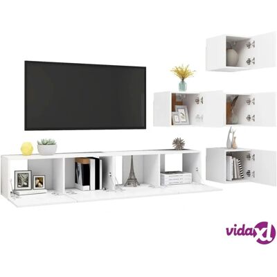 vidaXL Seinälle asennettava TV- kalustesarja - Moderni, Säilytystila, Valkoinen vidaXL Seinälle asennettava TV- kalustesarja - Moderni, Säilytystila, Valkoinen