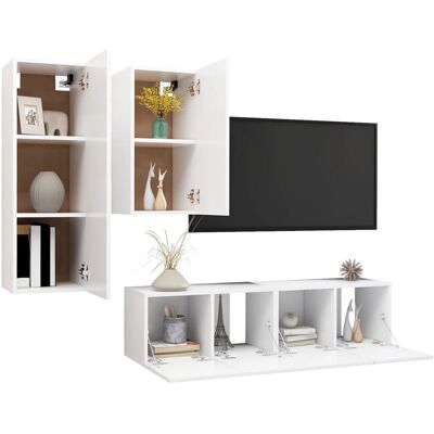 vidaXL Weiß 4-teiliges Wandmontiertes TV-Möbel-Set vidaXL Weiß 4-teiliges Wandmontiertes TV-Möbel-Set