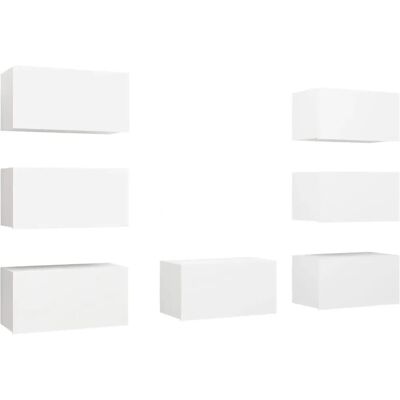 vidaXL 3078743 Weiße 7-teilige Wandmontierte TV-Schränke - Wohnzimmeraufbewahrung vidaXL 3078743 Weiße 7-teilige Wandmontierte TV-Schränke - Wohnzimmeraufbewahrung