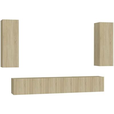 vidaXL TV-Schränkerset Sonoma Eiche Wandmontiert 5-teilig - TV Schrank vidaXL TV-Schränkerset Sonoma Eiche Wandmontiert 5-teilig - TV Schrank