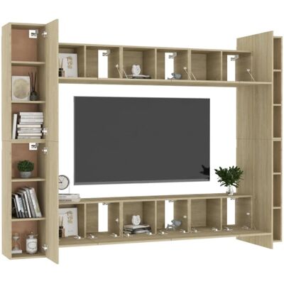 vidaXL TV Cabinet Set 10 Piece Sonoma Oak - Wall-Mounted TV Stand vidaXL TV Cabinet Set 10 Piece Sonoma Oak - Wall-Mounted TV Stand