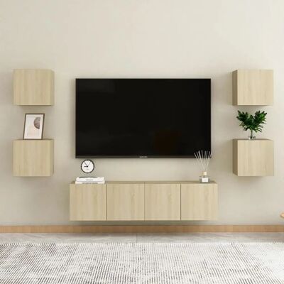 vidaXL 6-teiliges Sonoma Eichen Wandmontiertes TV-Möbel-Set vidaXL 6-teiliges Sonoma Eichen Wandmontiertes TV-Möbel-Set