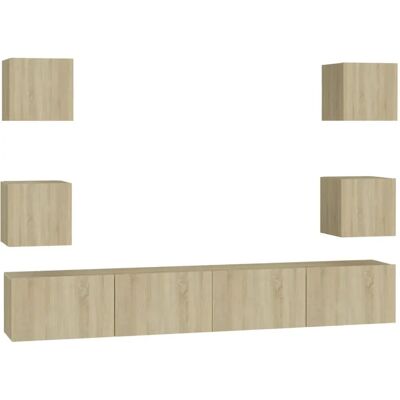vidaXL 3078978 Sonoma Eichen TV-Schrank - Wandmontage, 6-teiliges Set - Möbel für Fernseher vidaXL 3078978 Sonoma Eichen TV-Schrank - Wandmontage, 6-teiliges Set - Möbel für Fernseher
