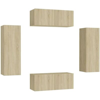 vidaXL Wandmontiertes Sonoma Eichen 4-teiliges TV-Möbel-Set vidaXL Wandmontiertes Sonoma Eichen 4-teiliges TV-Möbel-Set