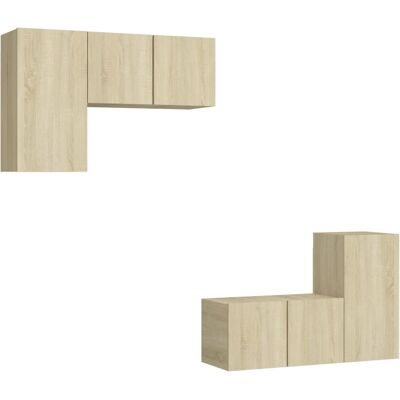 vidaXL Wand TV Schrank Sonoma Eiche - Wandmontiert mit Stauraum vidaXL Wand TV Schrank Sonoma Eiche - Wandmontiert mit Stauraum