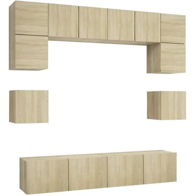 vidaXL TV-Schränke Sonoma Eiche 8-teilig Wandmontiertes Entertainment-Center vidaXL TV-Schränke Sonoma Eiche 8-teilig Wandmontiertes Entertainment-Center