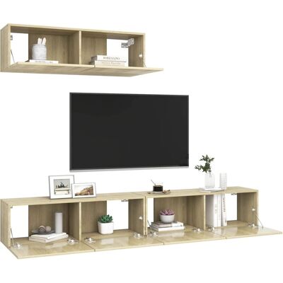 vidaXL 3 Meubles TV Chêne Sonoma Fixés au Mur - Meubles TV - Publicité vidaXL 3 Meubles TV Chêne Sonoma Fixés au Mur - Meubles TV - Publicité