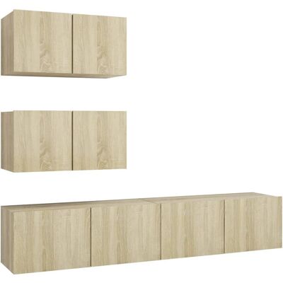 vidaXL Sonoma Eiche 4-teiliger Wandmontierter TV-Schrank - TV Möbel vidaXL Sonoma Eiche 4-teiliger Wandmontierter TV-Schrank - TV Möbel