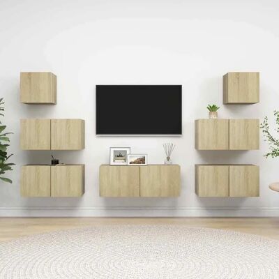 vidaXL Sonoma Eichen Wandmontiertes TV-Möbel-Set - 7/8 Teile Moderner Stauraum vidaXL Sonoma Eichen Wandmontiertes TV-Möbel-Set - 7/8 Teile Moderner Stauraum