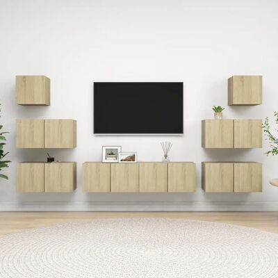 vidaXL 8-teiliger Sonoma Eichen Wand-TV-Set - TV-Möbel vidaXL 8-teiliger Sonoma Eichen Wand-TV-Set - TV-Möbel