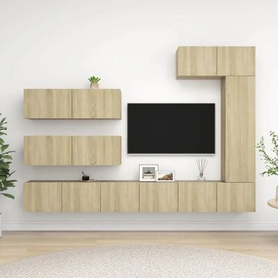 vidaXL Sonoma Eiche 7-teilig Wandmontiert TV-Schränke Set vidaXL Sonoma Eiche 7-teilig Wandmontiert TV-Schränke Set