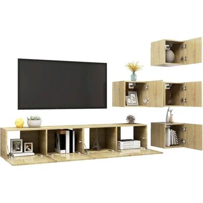 vidaXL Sonoma Eichen 6-teiliges Wandmontiertes TV-Set - TV-Möbelset vidaXL Sonoma Eichen 6-teiliges Wandmontiertes TV-Set - TV-Möbelset