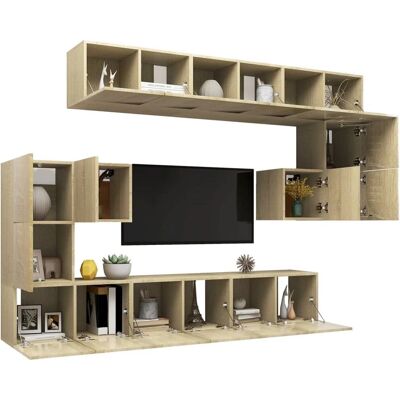 vidaXL 10-teilig Sonoma Eiche Wandmontiertes TV-Set vidaXL 10-teilig Sonoma Eiche Wandmontiertes TV-Set
