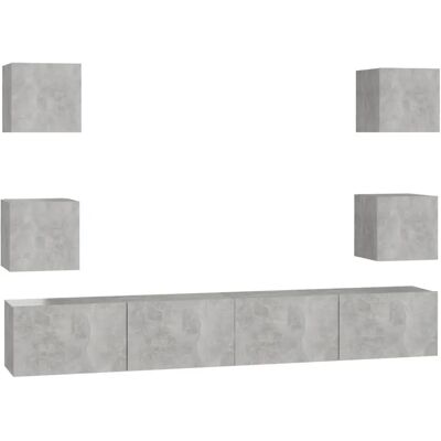 vidaXL 217377 Wandmontiertes Grau Beton 6-teiliger TV-Schrankset vidaXL 217377 Wandmontiertes Grau Beton 6-teiliger TV-Schrankset