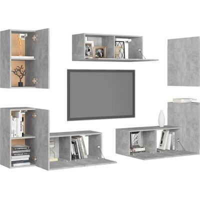 Maisonchic Ensemble de Meubles TV 7 pièces - Gris Béton - Publicité Maisonchic Ensemble de Meubles TV 7 pièces - Gris Béton - Publicité
