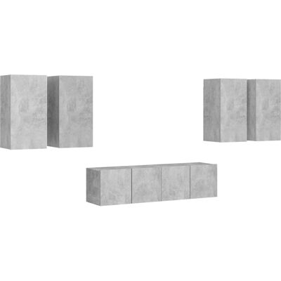 vidaXL Juego de 6 Muebles para TV Gris Hormigón - Juego de Muebles de TV vidaXL Juego de 6 Muebles para TV Gris Hormigón - Juego de Muebles de TV