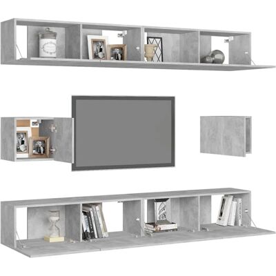 Juego de Muebles de TV 6 Piezas Gris Hormigón Montado en la Pared - Muebles para TV Juego de Muebles de TV 6 Piezas Gris Hormigón Montado en la Pared - Muebles para TV