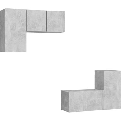 Conjunto de muebles de TV en gris hormigón de 4 piezas vidaXL Conjunto de muebles de TV en gris hormigón de 4 piezas vidaXL