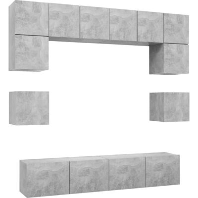 vidaXL 3079111 Grau Wandmontiertes TV-Möbelset - TV-Schrank/Entertainment-Center vidaXL 3079111 Grau Wandmontiertes TV-Möbelset - TV-Schrank/Entertainment-Center